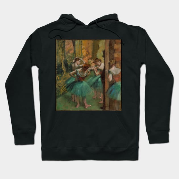 Dancers, Pink and Green Hoodie by EdgarDegas